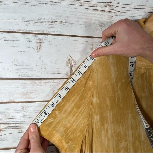 Vintage Farouche Marbled Yellow Tunic w Print on Bottom Size 14 Made in Canada - Picture 4 of 13